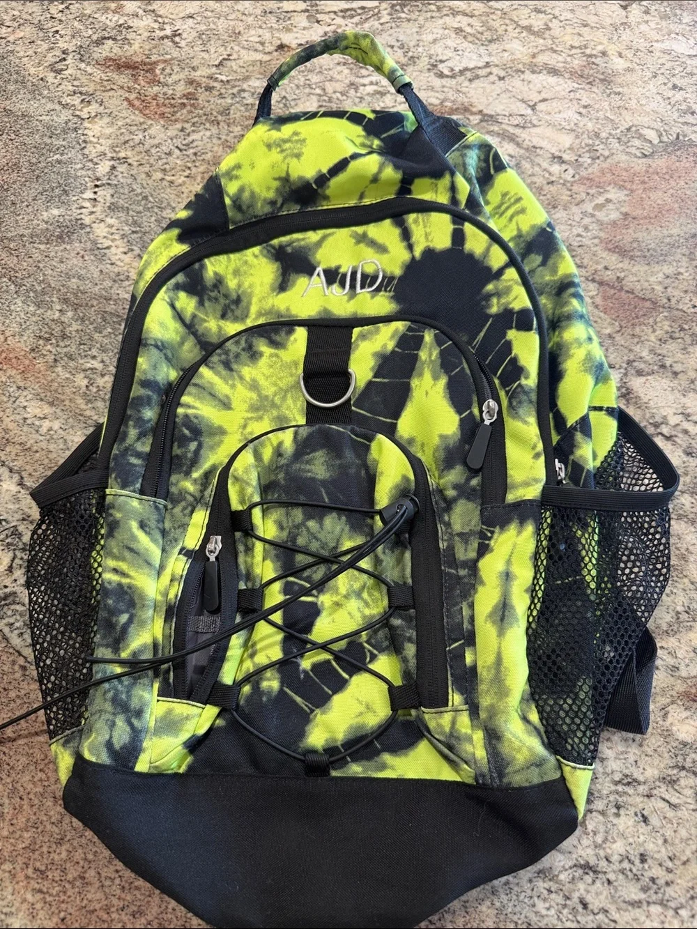 Pottery Barn Kids Neon Green and Black Tie-Dye Backpack